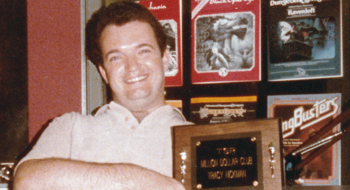 Hickman at TSR with Million Dollar Club plaque.